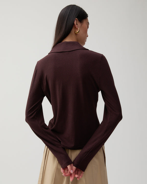 Rejina Pyo Jasmine Top Tencel Cotton Blend Jersey Brown