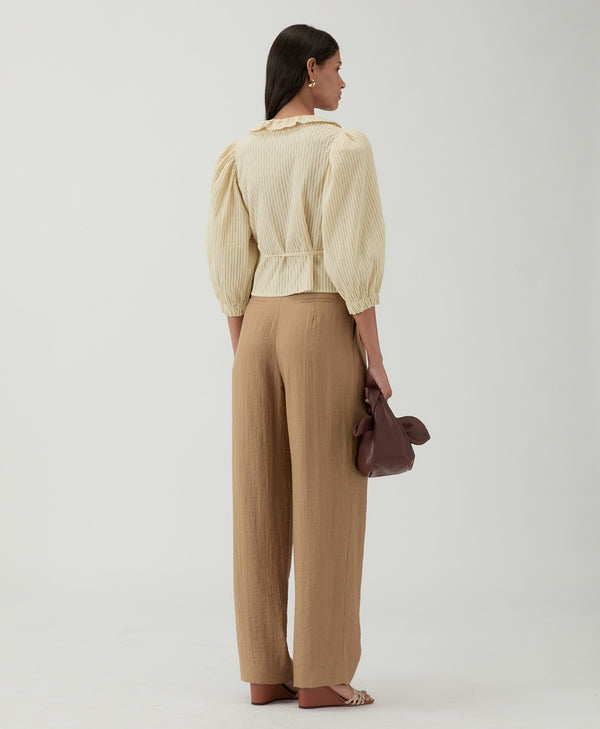 Rejina Pyo Luna Blouse Cotton Seersucker Stripe Yellow