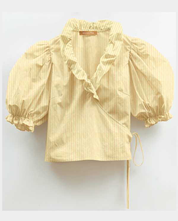 Rejina Pyo Luna Blouse Cotton Seersucker Stripe Yellow