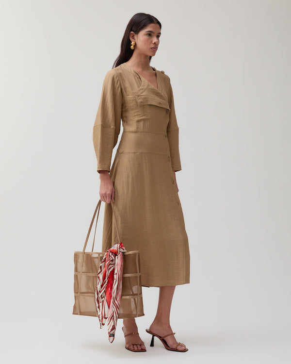 Rejina Pyo Michaela Dress Viscose Linen Blend Caramel