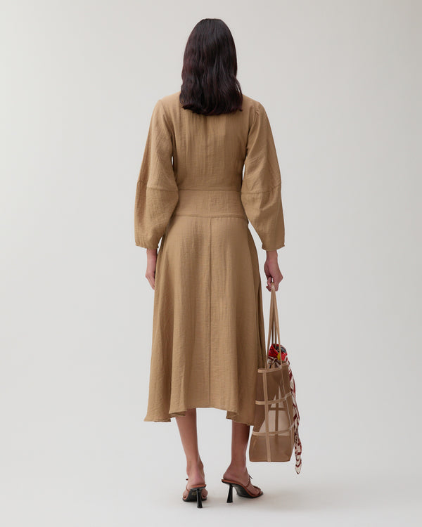 Rejina Pyo Michaela Dress Viscose Linen Blend Caramel