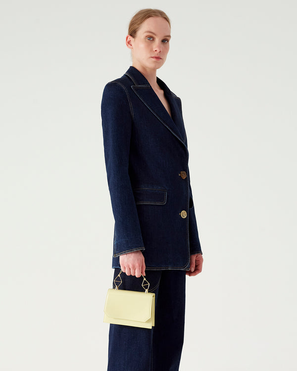 Rejina Pyo Mina Blazer Organic Cotton Denim Dark Indigo