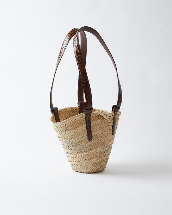 Rejina Pyo Mini Basket Tote Leather Emboss Croc Brown