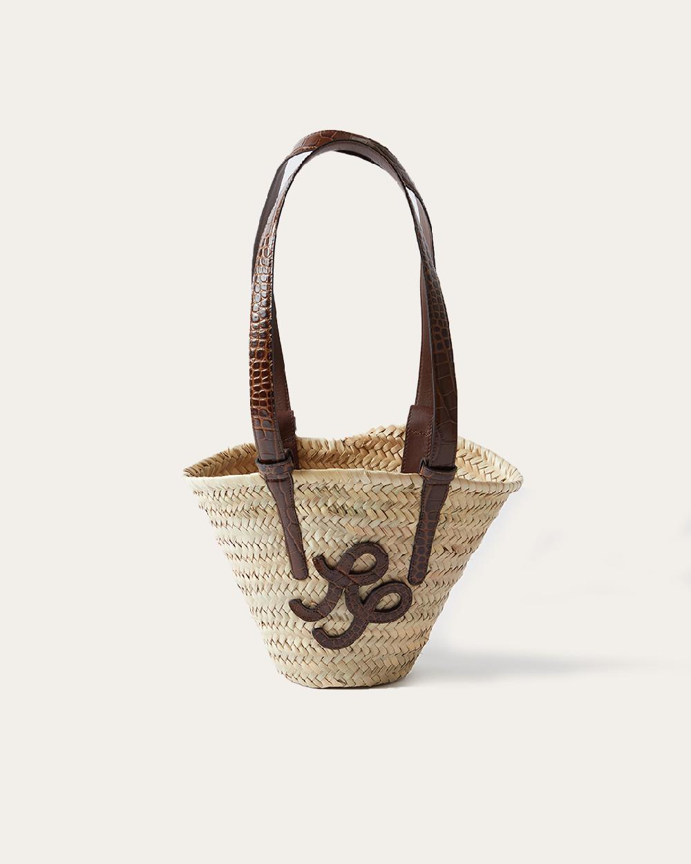 rejina pyo Mini Basket Tote Leather Emboss Croc Brown