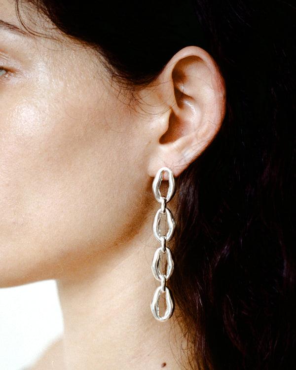 Rejina Pyo Munch X Rejina Pyo Molten Chain Earrings Silver Plated