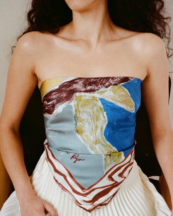 Rejina Pyo Munch X Rejina Pyo Silk Scarf Print Blue