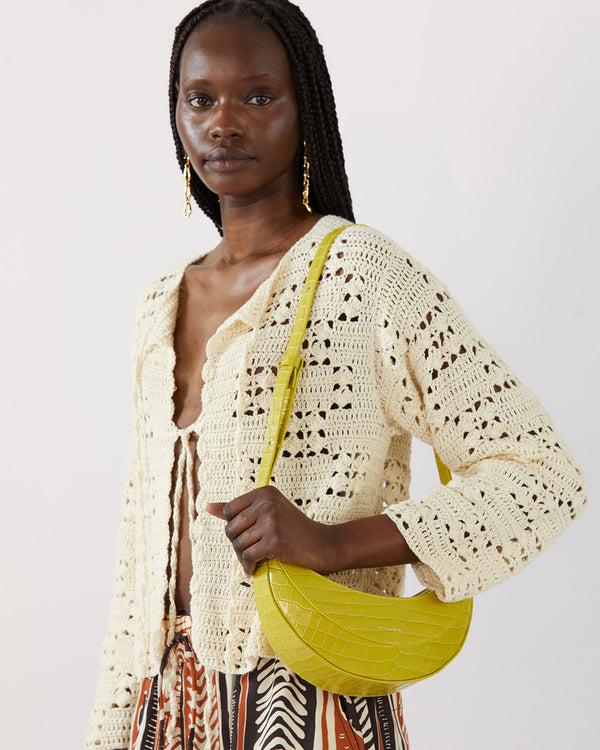 Rejina Pyo Petite Banana Bag Leather Emboss Croc Yellow