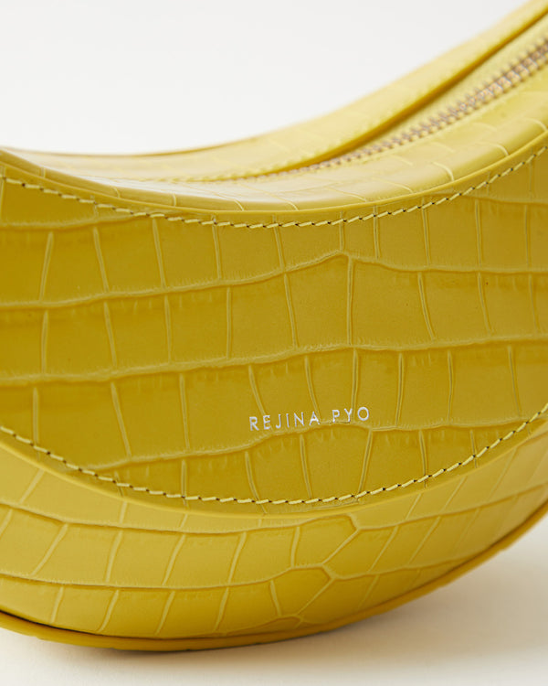 Rejina Pyo Petite Banana Bag Leather Emboss Croc Yellow