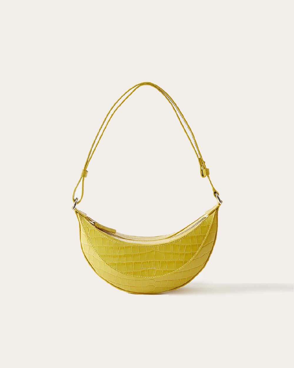 rejina pyo Petite Banana Bag Leather Emboss Croc Yellow