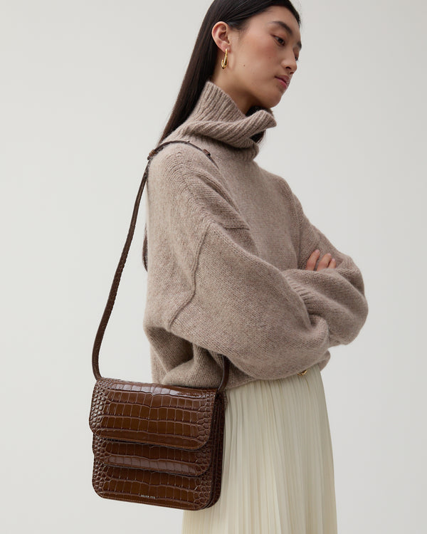 Rejina Pyo Ana Bag Leather Emboss Croc Brown
