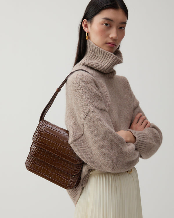 Rejina Pyo Ana Bag Leather Emboss Croc Brown