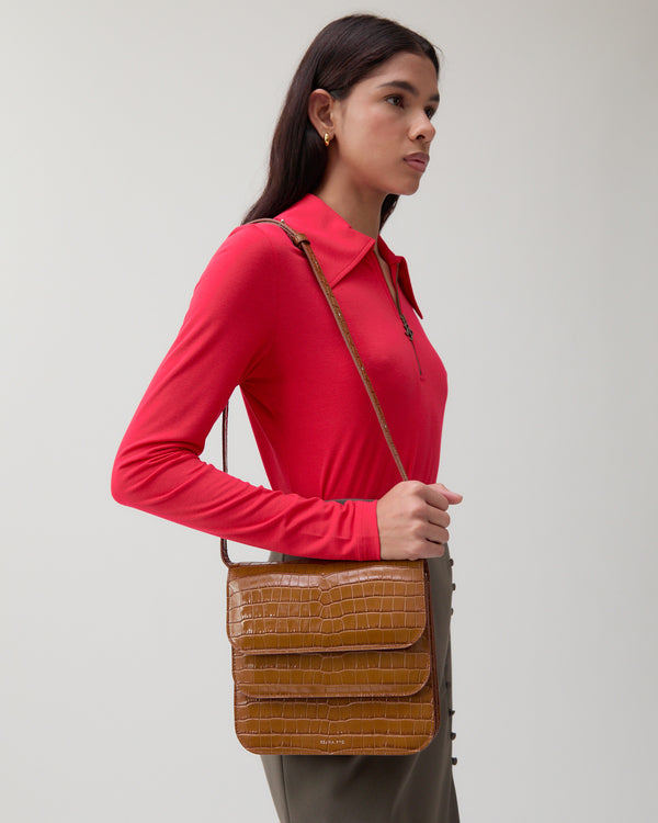 Rejina Pyo Ana Bag Leather Emboss Croc Caramel
