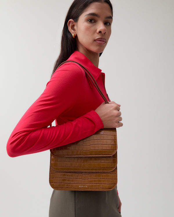 Rejina Pyo Ana Bag Leather Emboss Croc Caramel