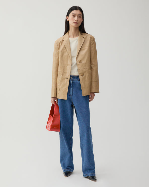 Rejina Pyo Andrea Jacket Faux Leather Beige