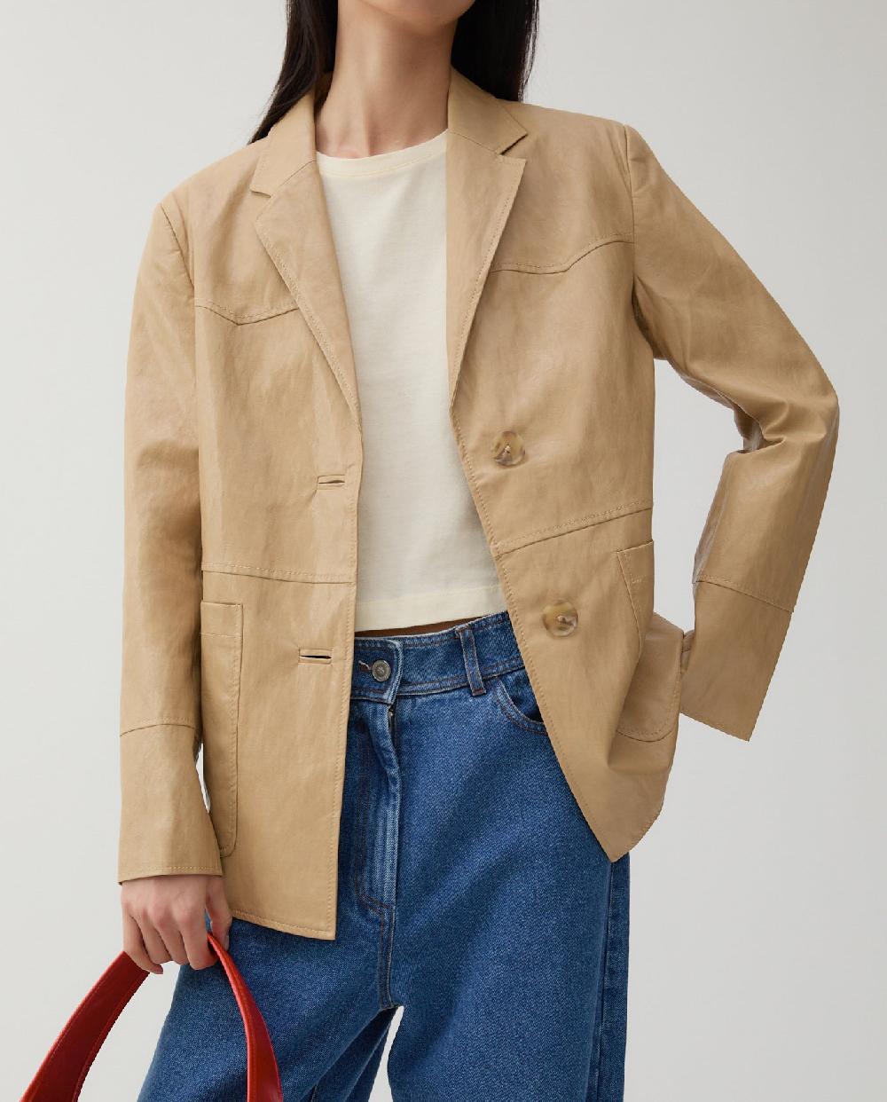 rejina pyo Andrea Jacket Faux Leather Beige