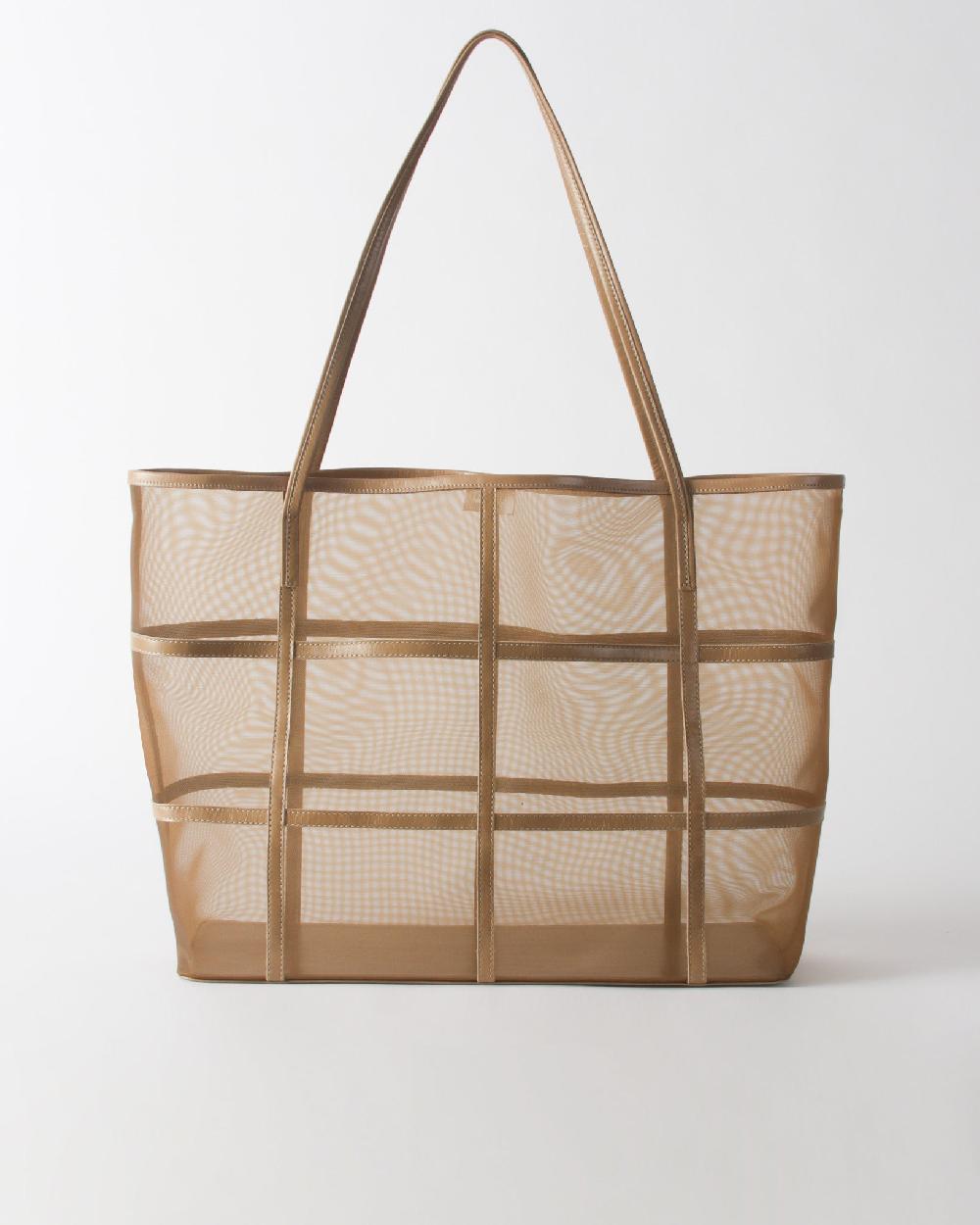 rejina pyo Ariah Tote Mesh + Leather Cappuccino