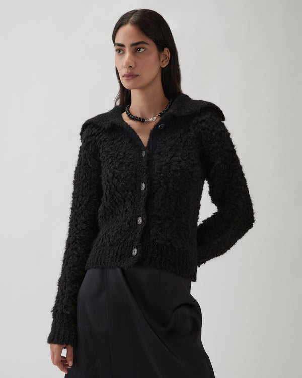 Rejina Pyo Ashley Cardigan Bouclé Alpaca Black