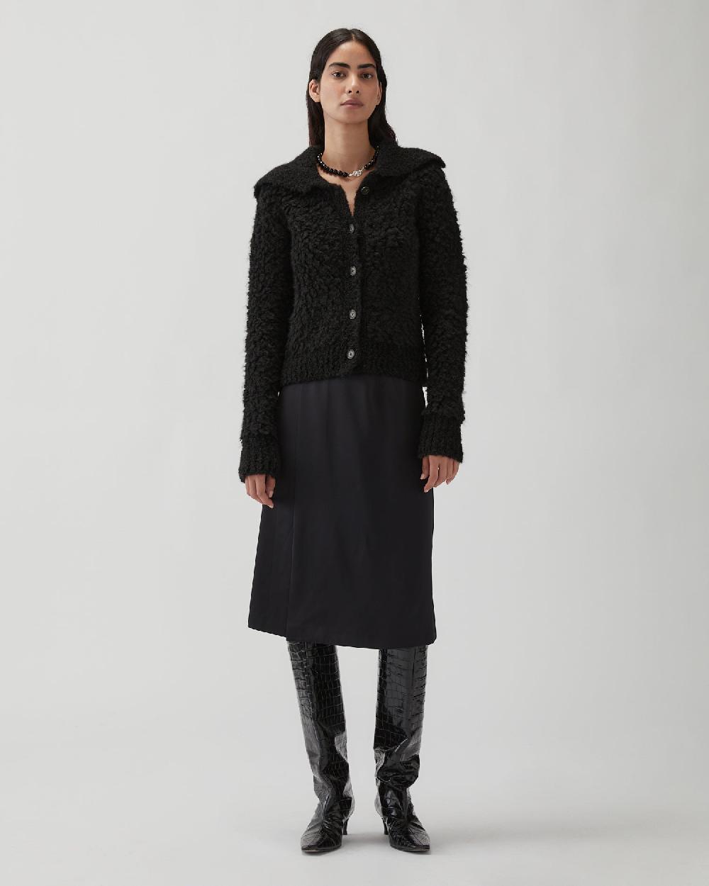 rejina pyo Ashley Cardigan Bouclé Alpaca Black