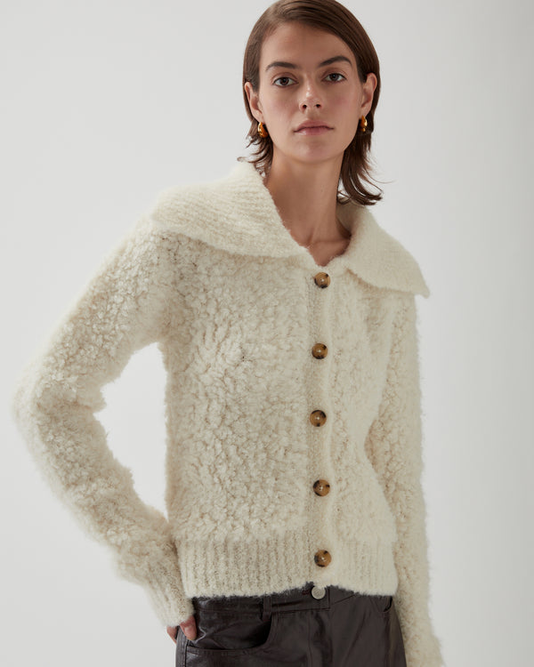 Rejina Pyo Ashley Cardigan Bouclé Alpaca Ivory