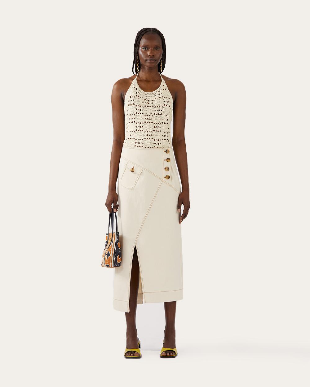 rejina pyo Astrid Skirt Organic Cotton Denim Ecru