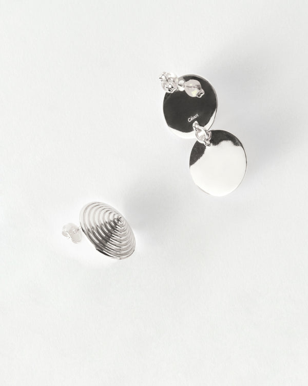 Rejina Pyo Asymmetric Spin Earrings Silver Plated