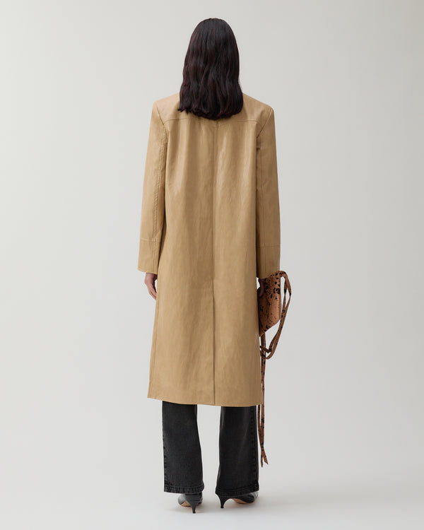 Rejina Pyo Atlas Coat Faux Leather Beige