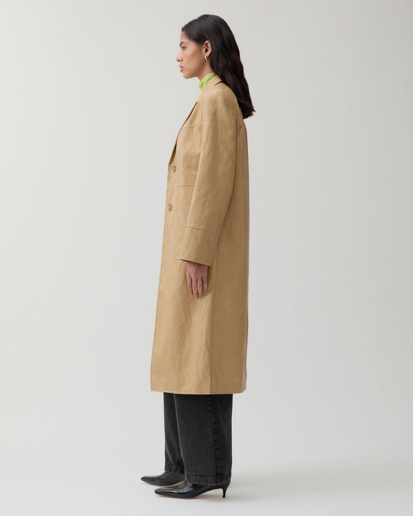 Rejina Pyo Atlas Coat Faux Leather Beige
