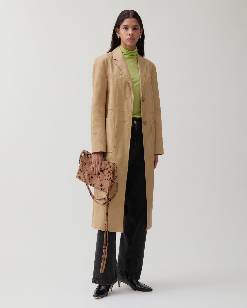 rejina pyo Atlas Coat Faux Leather Beige