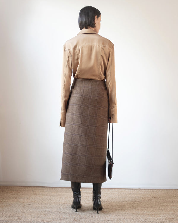 Rejina Pyo Avery Skirt Wool Check Brown