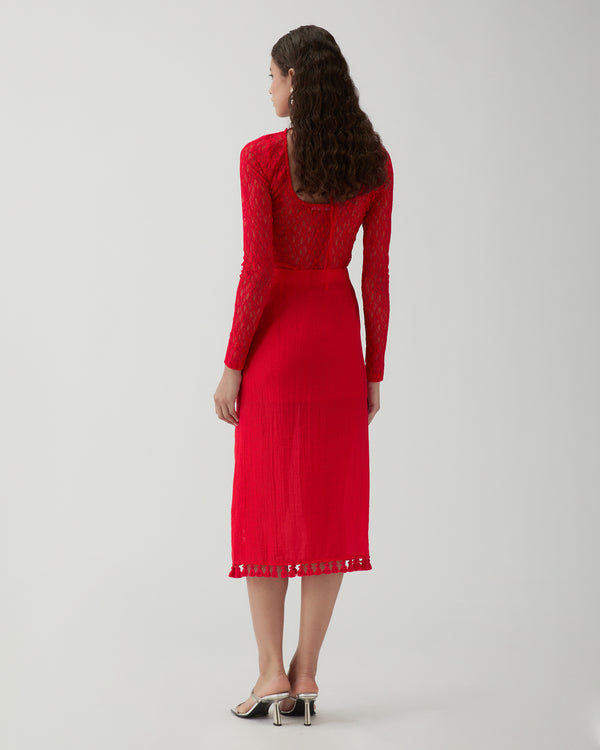 Rejina Pyo Ayla Skirt Tencel Blend Red