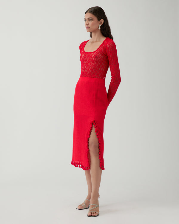 Rejina Pyo Ayla Skirt Tencel Blend Red