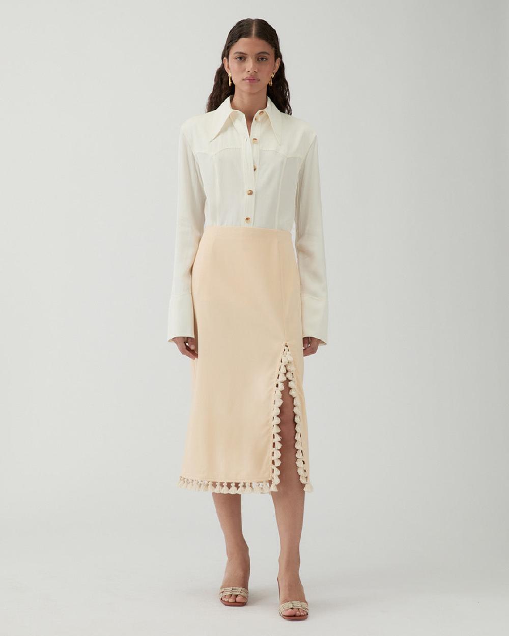 rejina pyo Ayla Skirt Wool Blend Suiting Butter