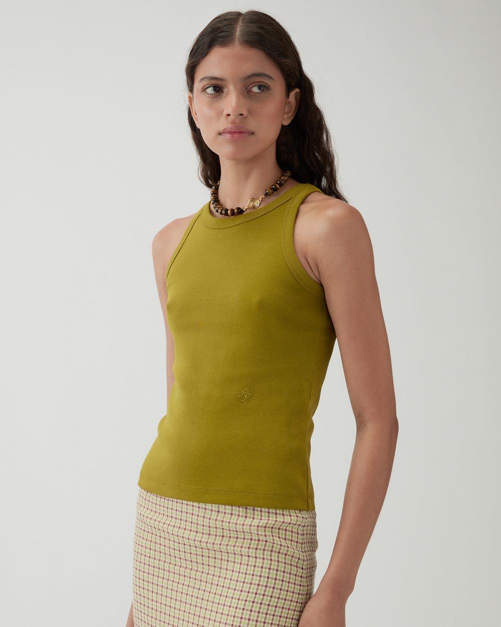 Rejina Pyo Bailey Tank Cotton Blend Jersey Green