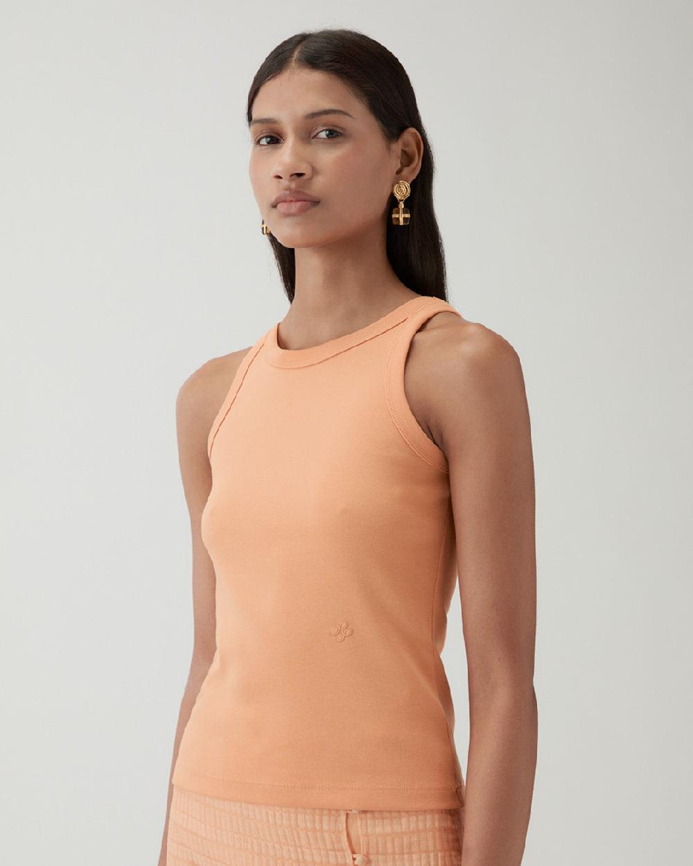 rejina pyo Bailey Tank Cotton Blend Jersey Orange