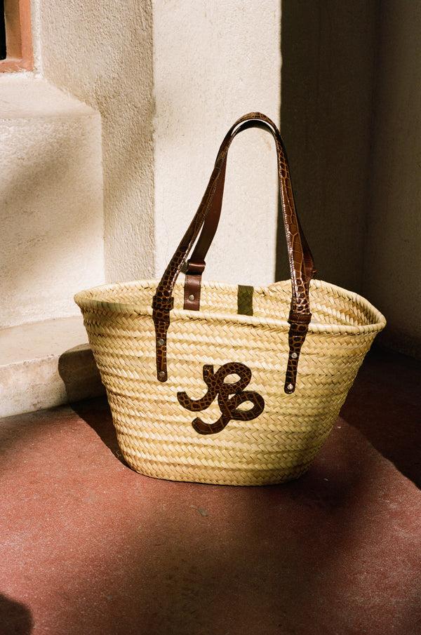 Rejina Pyo Basket Tote Leather Emboss Croc Brown