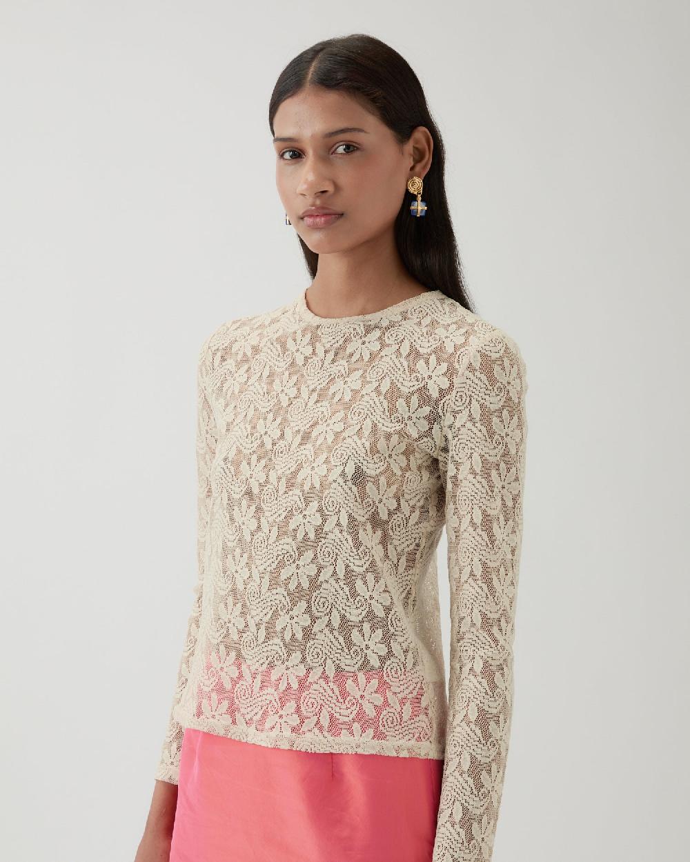 rejina pyo Bibi Top Floral Lace Cream