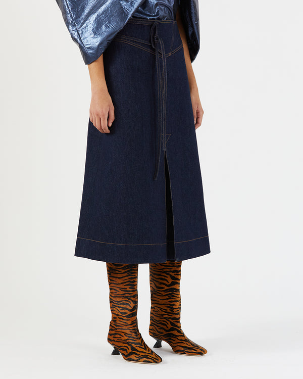 Rejina Pyo Boone Skirt Organic Cotton Denim Indigo