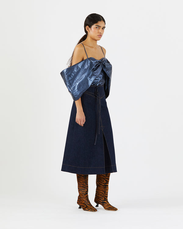 Rejina Pyo Boone Skirt Organic Cotton Denim Indigo