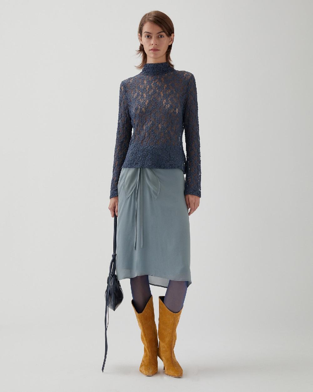 rejina pyo Bronte Top Cotton Blend Lace Navy