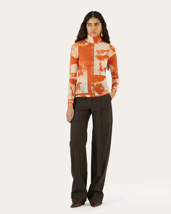 Rejina Pyo Bronte Top Mesh Print Rust