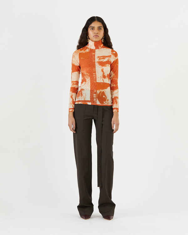 Rejina Pyo Bronte Top Mesh Print Rust