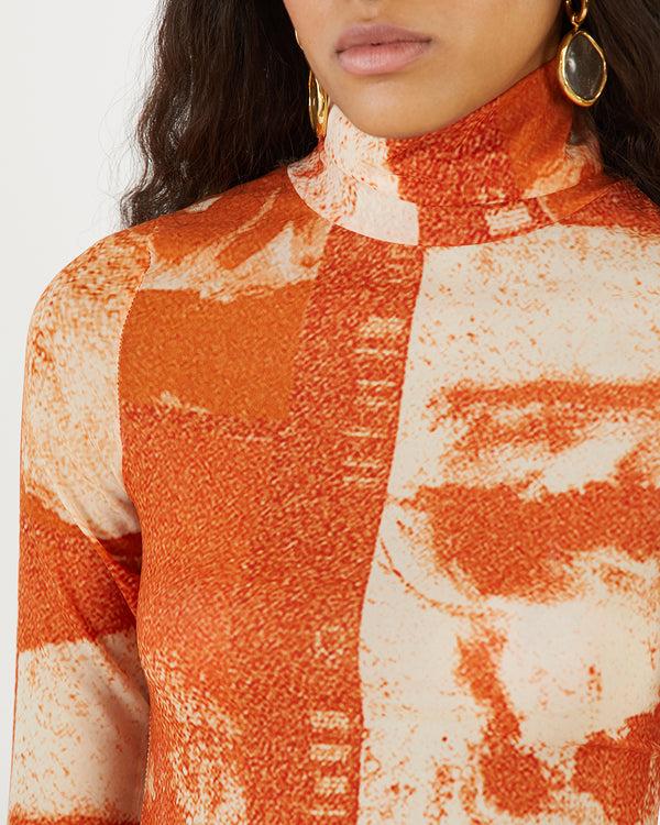 Rejina Pyo Bronte Top Mesh Print Rust