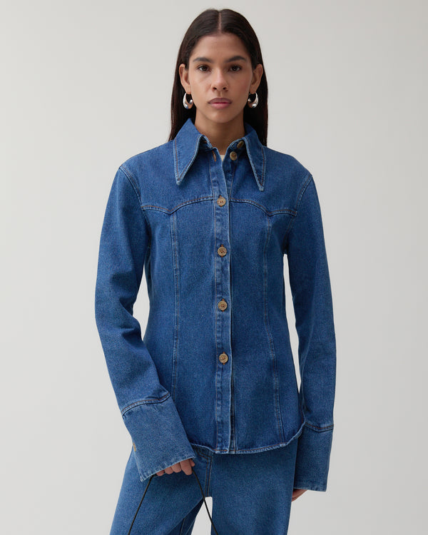 Rejina Pyo Camilla Shirt Organic Cotton Denim Blue