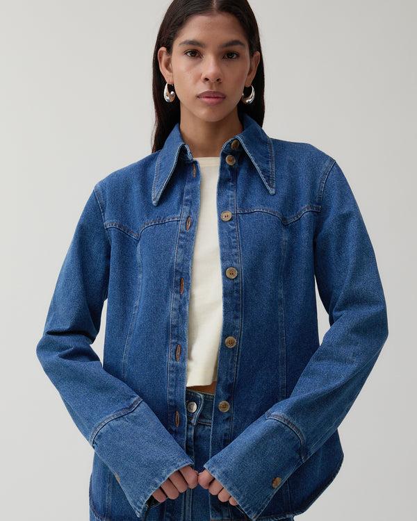 Rejina Pyo Camilla Shirt Organic Cotton Denim Blue
