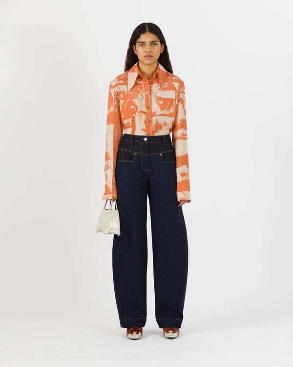 Rejina Pyo Camille Shirt Tencel Print Rust