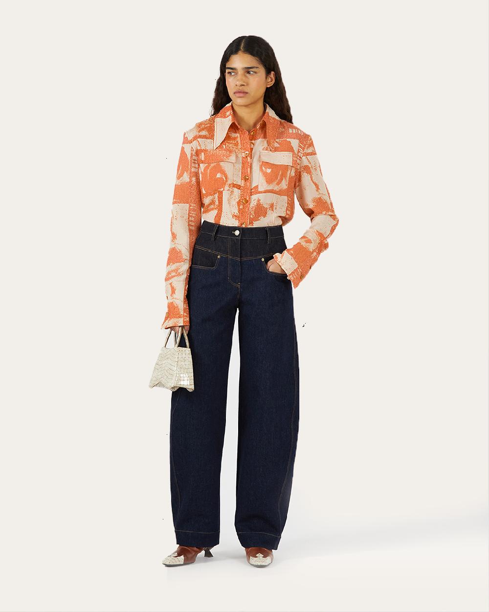 rejina pyo Camille Shirt Tencel Print Rust