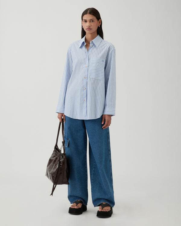 Rejina Pyo Caprice Shirt Cotton Stripe Blue