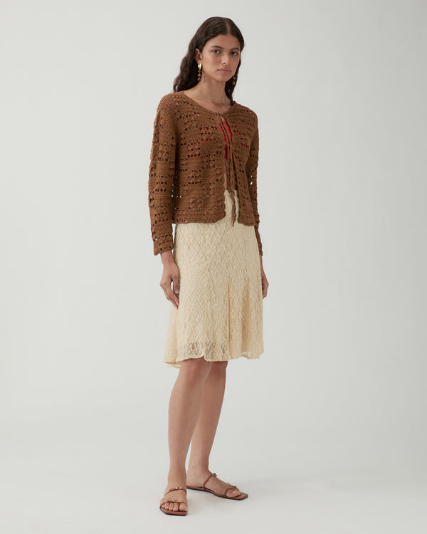 Rejina Pyo Caro Cardigan Organic Cotton Chestnut