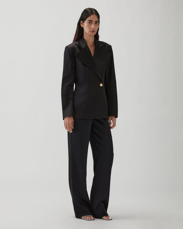 Rejina Pyo Cathy Trousers Duchesse Satin Black