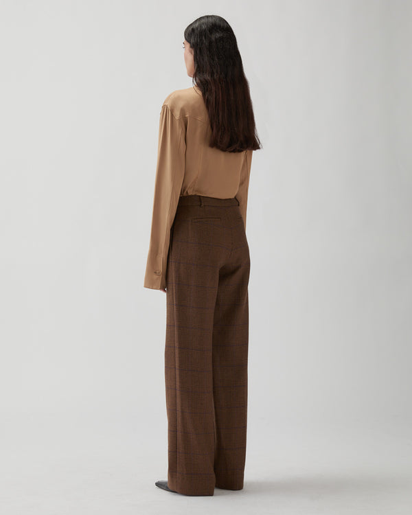Rejina Pyo Cathy Trousers Wool Check Brown